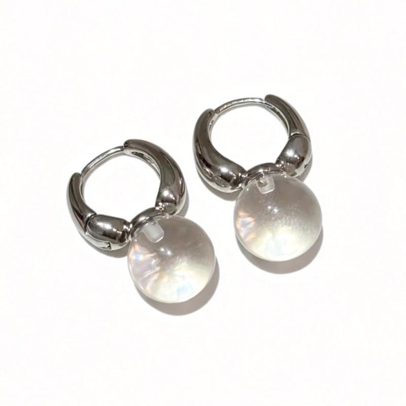 2026 Transparent Round Ball Pendant Earring Hooks Korean Fashion Jewelry For Girls Women'S Daily Party Wear Versatile Accessory