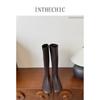 Boots Women's New Flatbottomed Velvet Leather Boots Small Man But Knee Long Tube Flat Heel Single Thin Elastic Boots