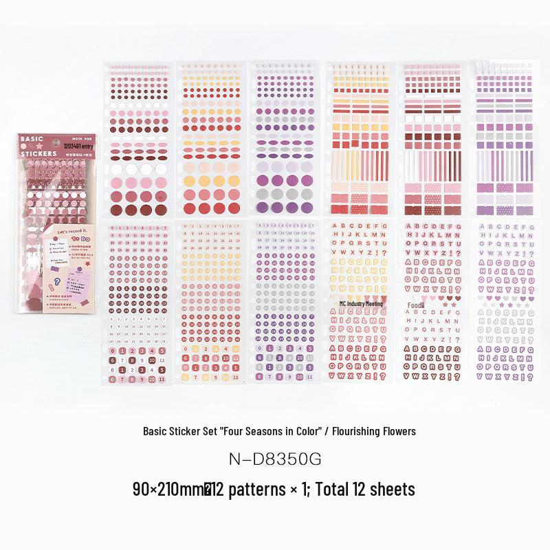 Four Seasons Korean Style Artistic Dot Marker Stickers Set for Journals