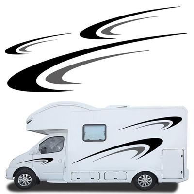 Black & Gray Stickers Vinyl Graphics Decals Kit For Camper RV Trailer Both Side