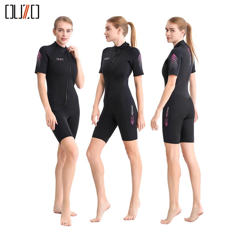 OUZO 3mm Super Elastic Short Sleeve Wetsuit - Warm, Thickened One-Piece for Cold Water Surfing, Swimming & Diving