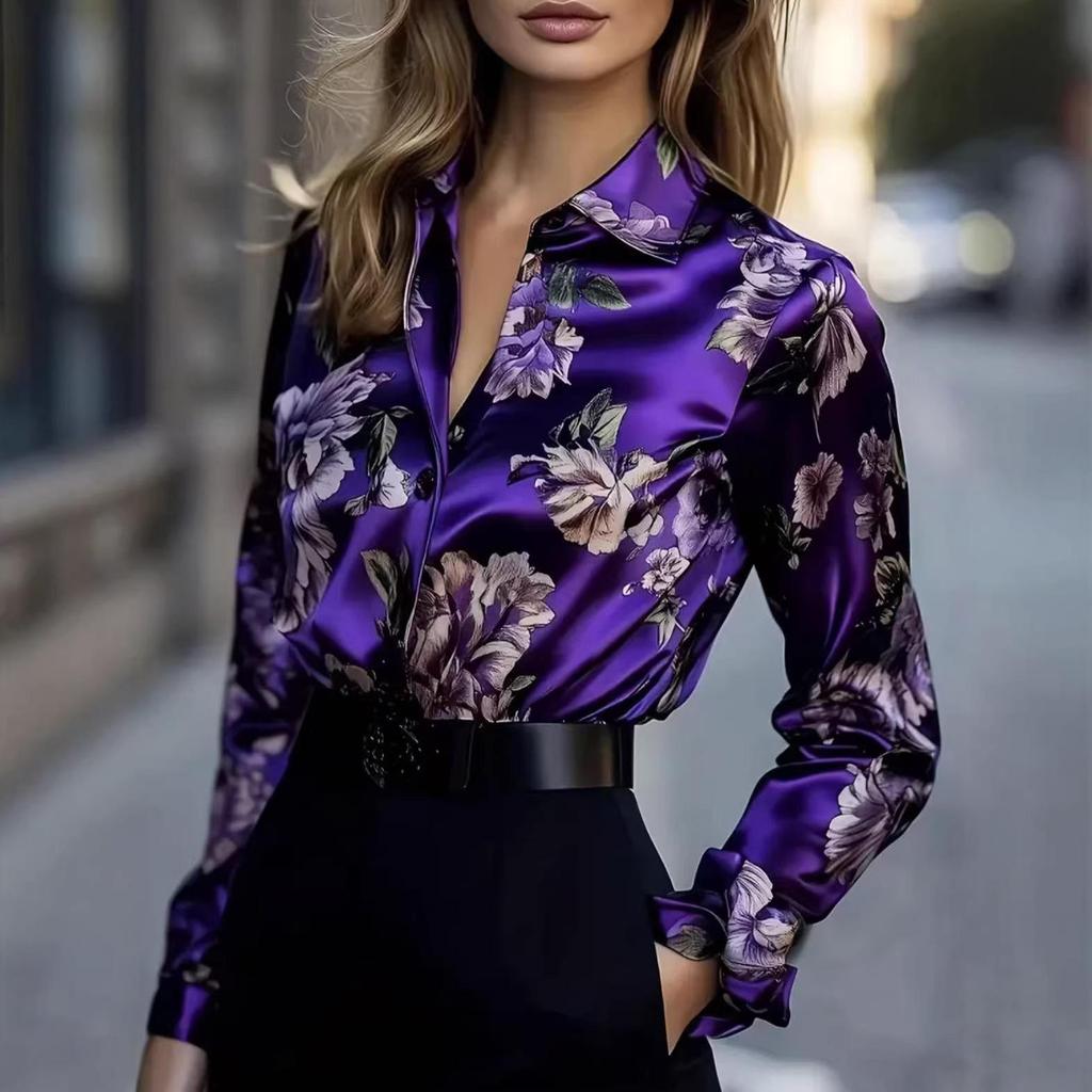 2026 Women's European & American Floral French-Look Long Sleeve Shirt