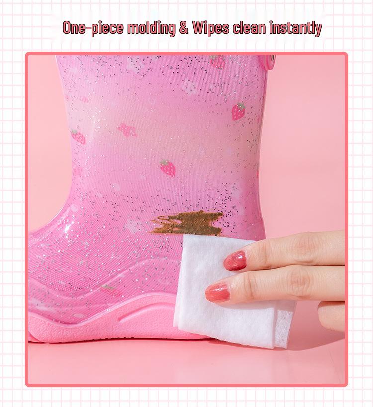 Sanrio Kids Waterproof Girls' Winter Rain Boots with Fleece Lining, Non-Slip Outdoor Rubber Boots