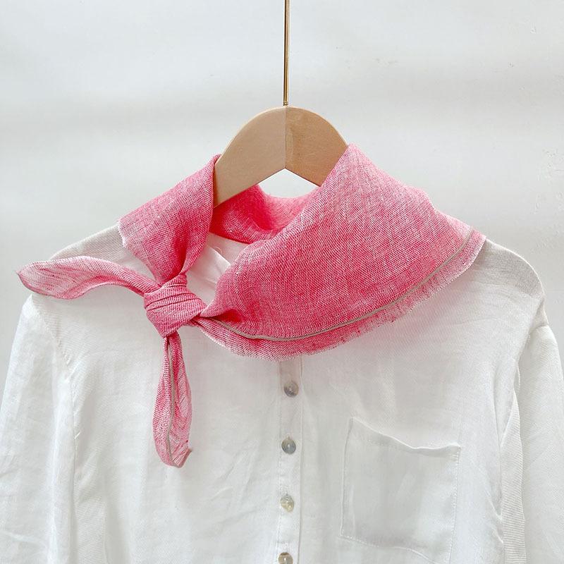 Sommer Leinen Kleines Quadratisches Tuch Helle Farbe Dünn Atmungsaktiv Damen Sommer Hals Kleines Tuch und Schals Accessoires für Mädchen