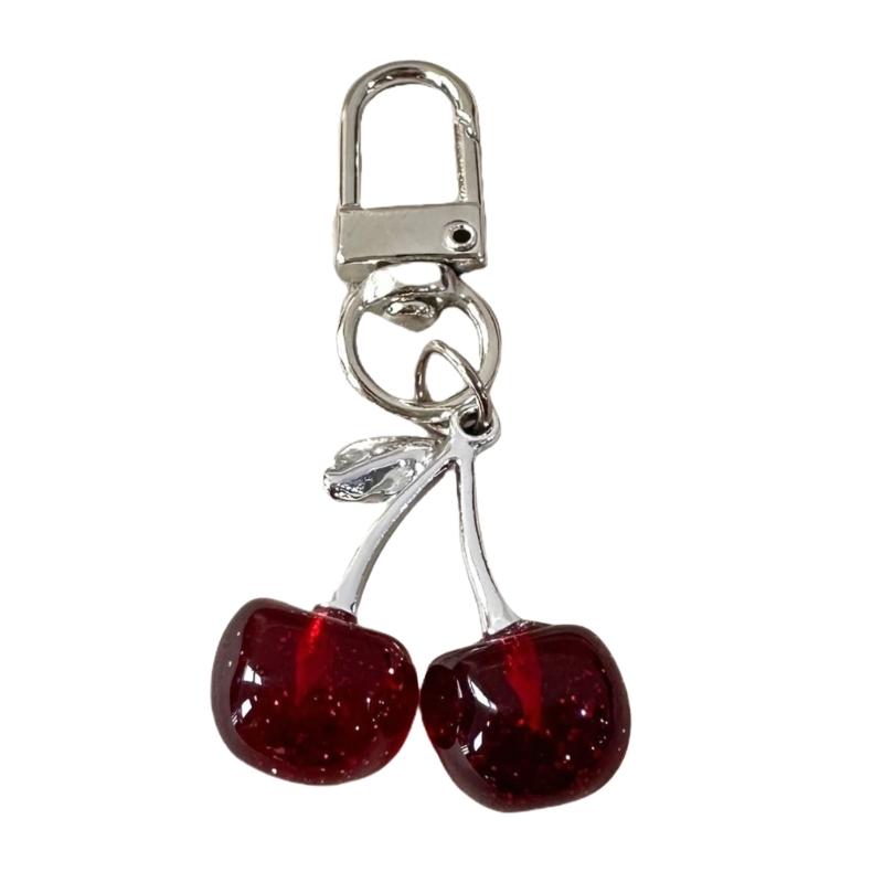 

Cherry Charm Keychain Sparkling Multifunctional Crystal Accessory for Purses Backpacks and Car Women s Gift червоний