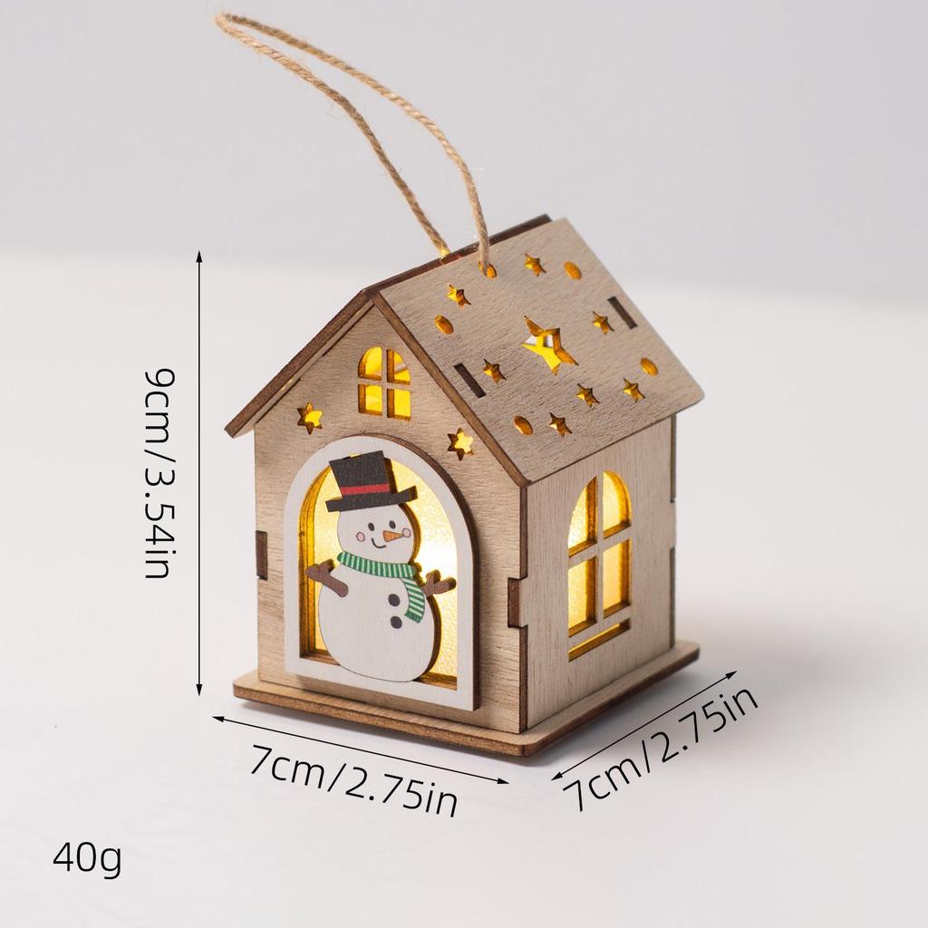 Christmas Luminous Wooden Cabin Ornament - Small House Tree Decoration