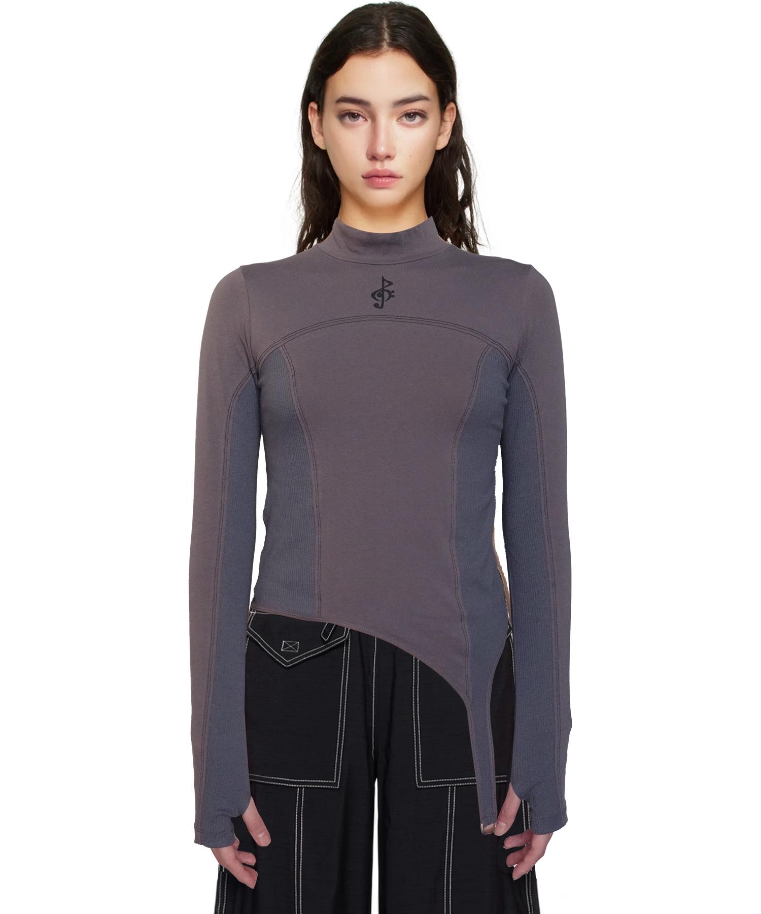 2113 Studio Ep.6 Long Sleeve Unbalanced Cut Dark Gray Top No.16 White