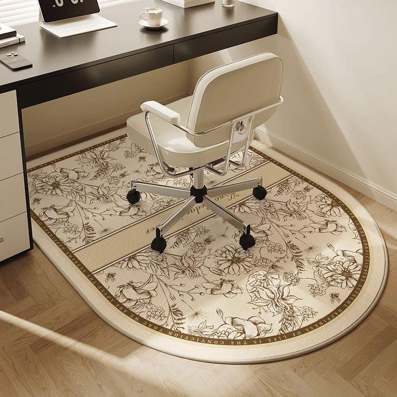 

Французский ковер для кабинета, кремовый, ветрозащитный, нескользящий, компьютерный коврик для кресла, арка, спальня, грязе- и износостойкий, вращающийся коврик для кресла 60*90CM