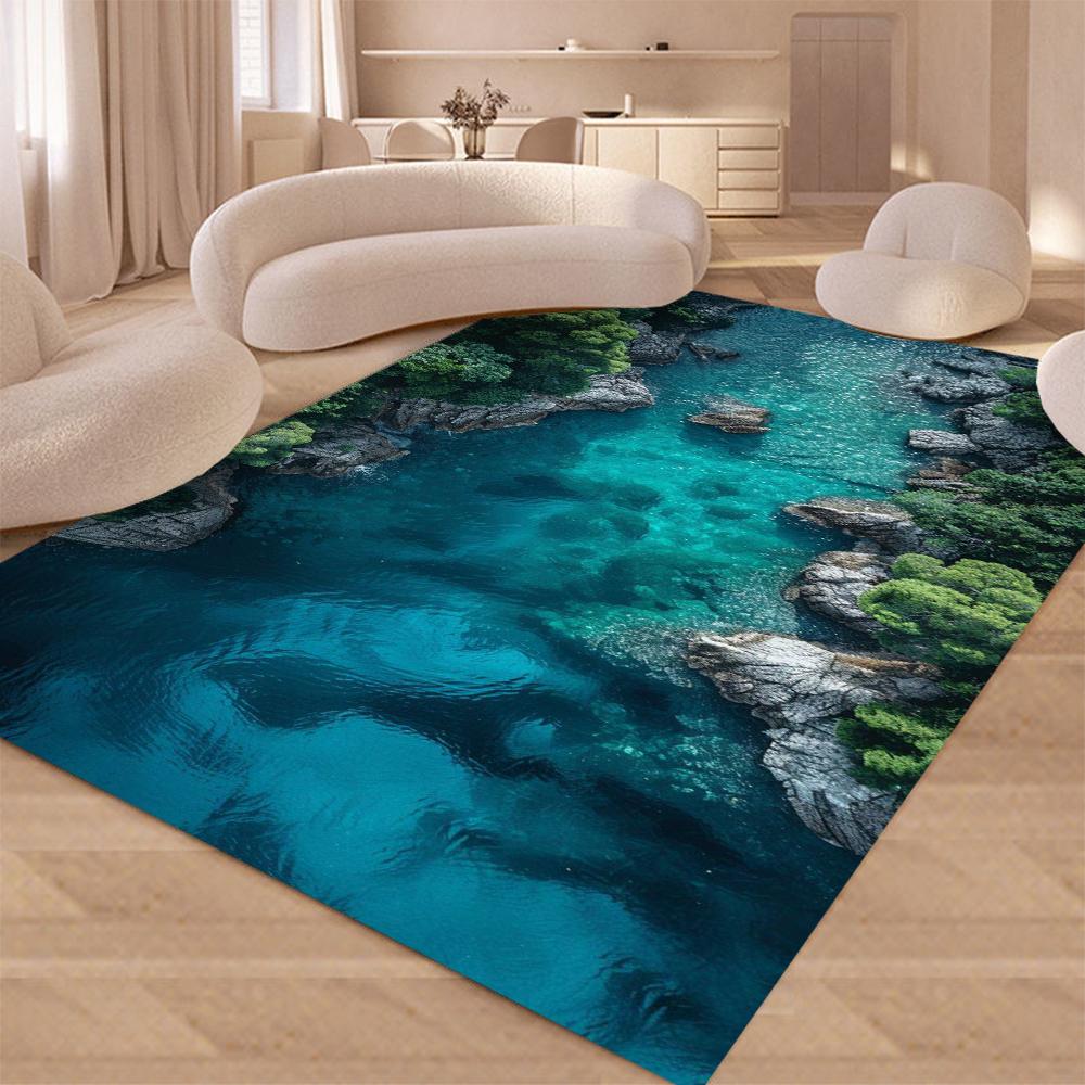 Sea Water Beach Reef Nature Scenery Carpet Rug for Living Room Bedroom Home Sofa Decoration,Kids Non-slip Floor Mat