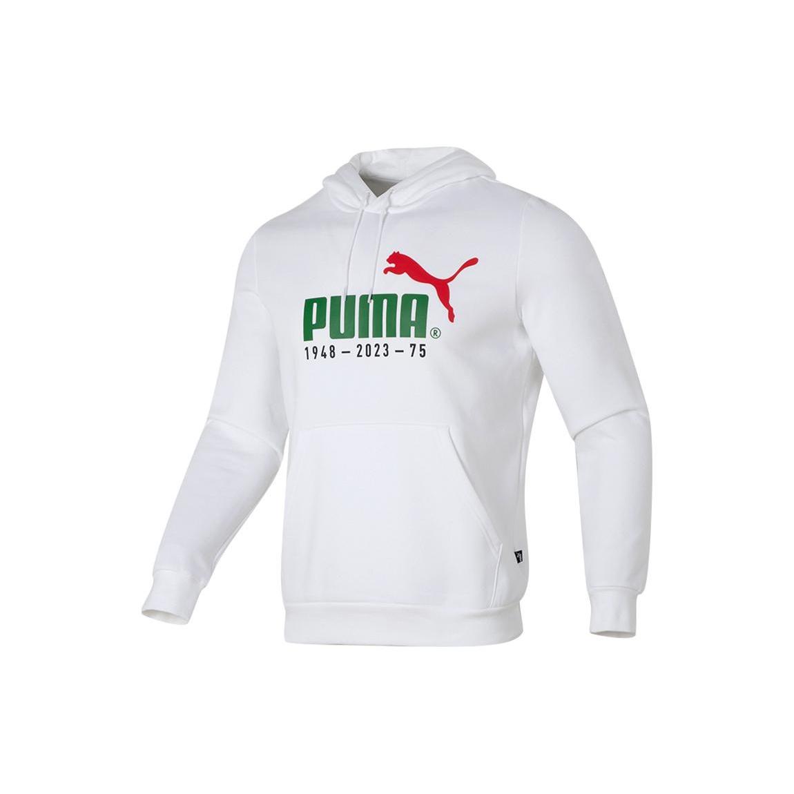 PUMA Logo Printed Casual Hoodie  White Green Red  Men s 678413-02 XS