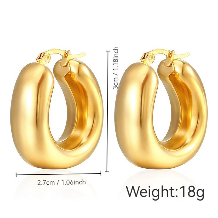 Stainless Steel Chunky Hoop Earrings for Women Teen 18K Gold Plated Hypoallergenic Thick Huggie Hoop Jewelry for Christmas Gifts