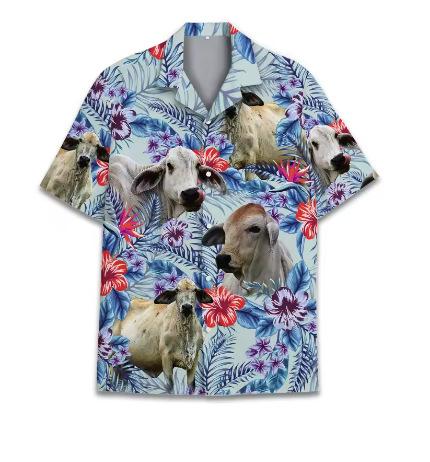 Funny Cow 3D Printed Shirt Hawaii Hawaii 2025 Short Sleeve Lapel