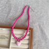 Fashion Cute Candy Color Heart Pendant Resin Beaded Choker Necklace For Women Girls Trendy Goth Vintage Aesthetic Accessories