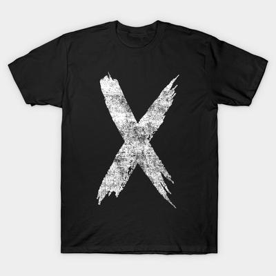 Men Black Print T-shirt Grunge X No-Cut Heat Transfer Print Cotton Tshirt