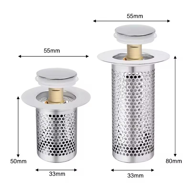 Steel Floor Drain Filter Screen Pop-up Bounce Core Drain Plug Washbasin Floor Drain Sink Filter Plug Anti Odor Filter Accessorie