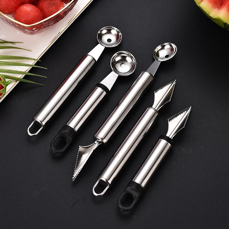 Stainless Steel Multifunctional Fruit Baller & Carving Knife with Round Handle