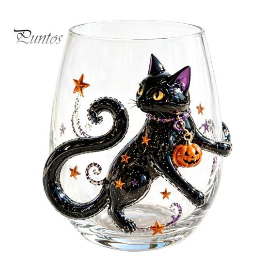 Cute Ghost Pumpkin Spider Web Glasses Halloween 3D Embossed Glass, Painted Tumbler, Durable Cold Drink Tumblers Lead-free Wine Beverage Cup for Party