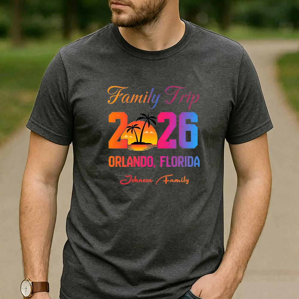 Summer Beach Vacation Streetwear Graphic T Shirt 2026 Orlando Florida Family Trip Print Unisex Fit Cotton Casual Outdoor Tee