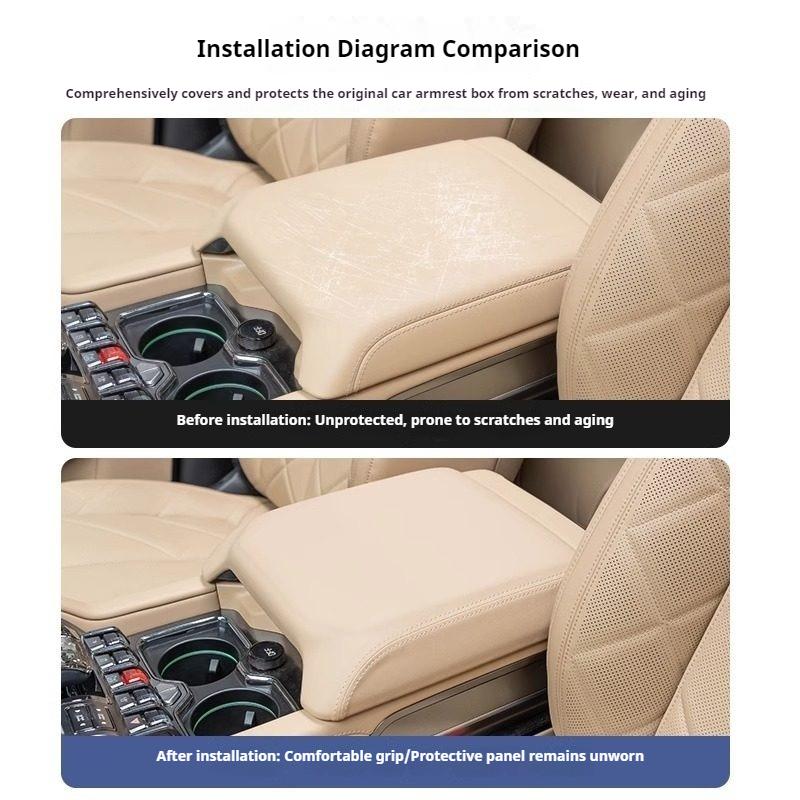 For BYD Leopard 8 Denza B8 Specialized Refrigerator Armrest Box Protective Cover Leather Pad Same Color Protective Case Rear