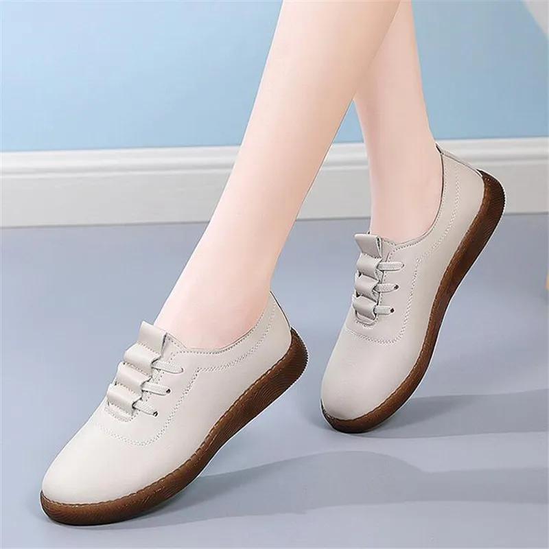 Fashion Women Flats Shoes Soft Loafers Autumn New Design Walking Casual Shoes Women Trend Lace Up Running Shoes Women Sneakers