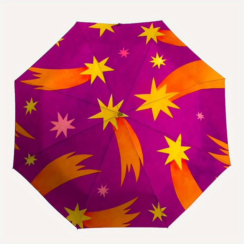 1pc Starry Night Celestial Automatic Open/Close Umbrella with Windproof, Functional Design, 8-Rib Sturdy Canopy
