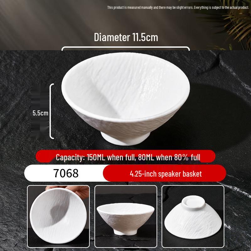 Melamine Porcelain-Style Rice Bowl & Dipping Sauce Dish Set