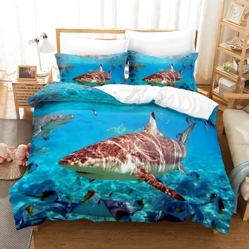 Ocean Style Bedding Set Animal Duvet Cover Pillowcase Children's and Teenagers' Bedding Single and Double Size Gifts