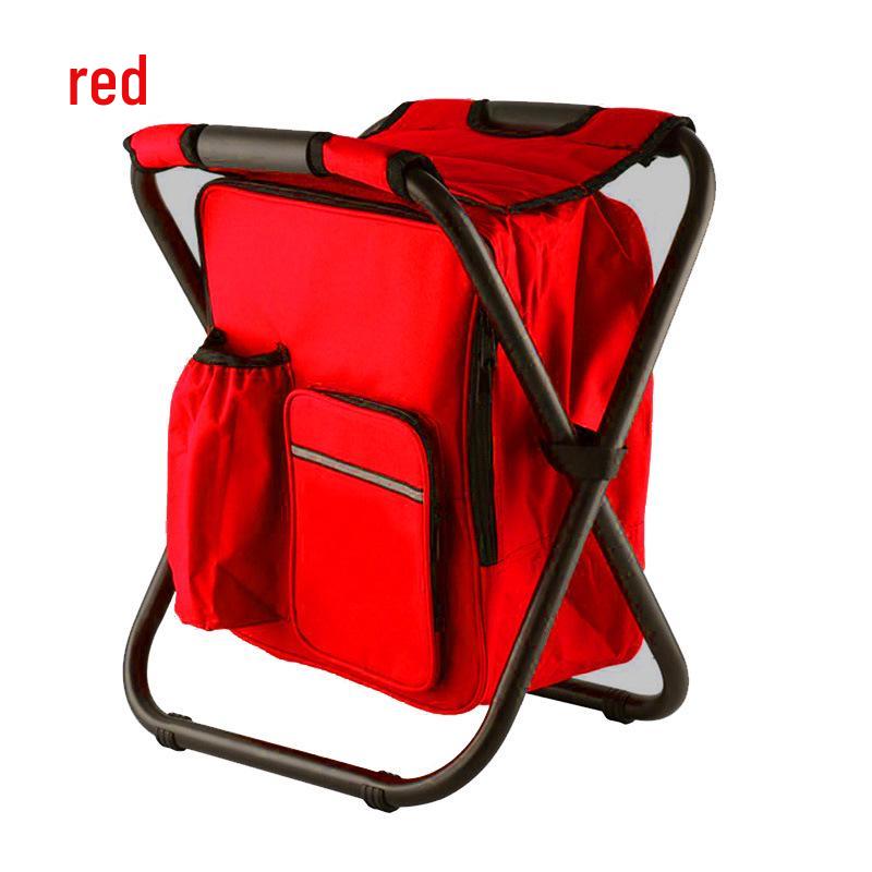 

Portable Multifunctional Folding Stool: Outdoor, Beach & Fishing Chair with Insulated Backpack червоний