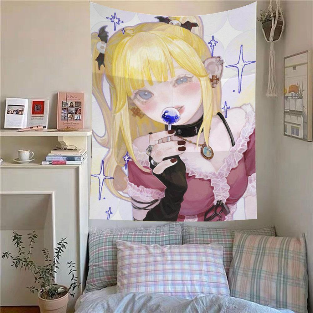 Original Custom Kawaii M-Misa Amane Manga Printed Tapestry Wall Hanging Home Decor Fans Room Aesthetic Background Cloth