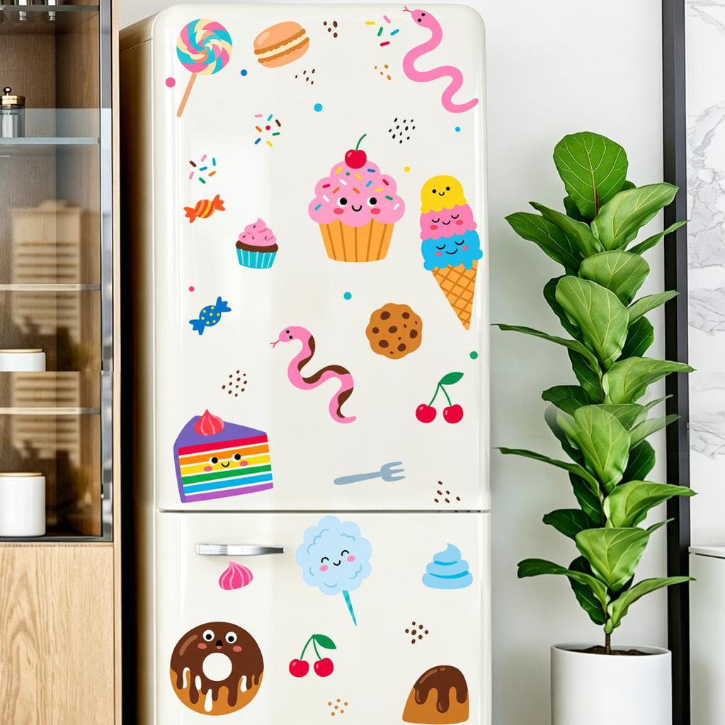 Watercolor Dessert Wall Decals for Living Room Kids Bedroom Kitchen Cabinet Home Decor