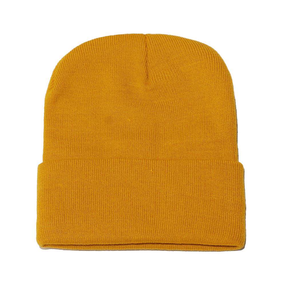 High Quality Solid Color Acrylic Wool Hat Outdoor Warm Cold Hat Monochrome Knitted Hat Pullover Hat for Men and Women