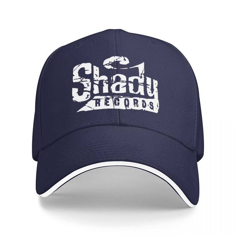 Shadow Records Logo Black Baseball Cap with White Trim and Bold Graphic Design for Music Fans and Streetwear Enthusiasts