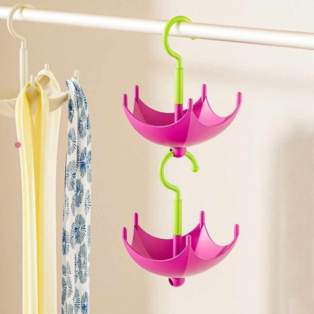 2Pcs Punch Free Umbrella Rotation Coat Hanger 5 Claw Bag Hooks  for Home