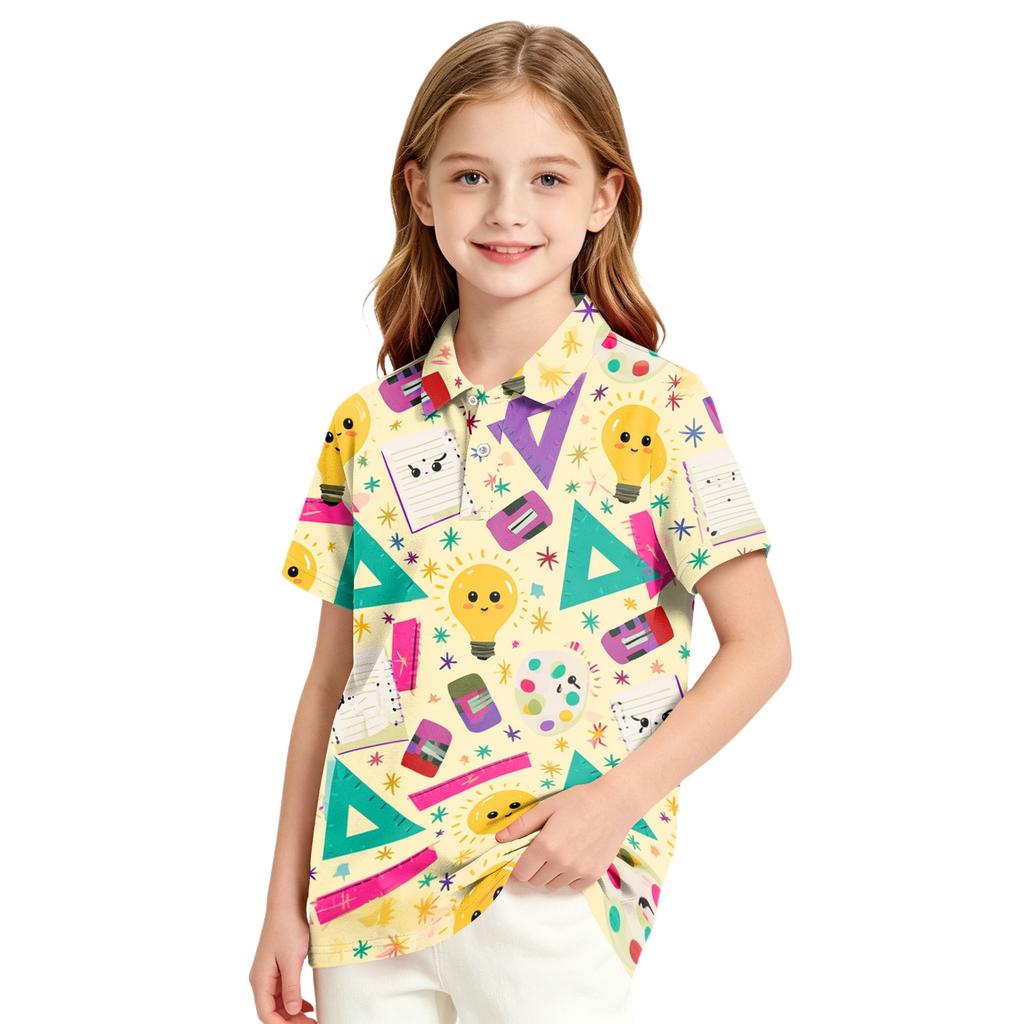 Girls Casual Short Sleeve Print School Uniform T-Shirt for Back to School and Everyday Wear