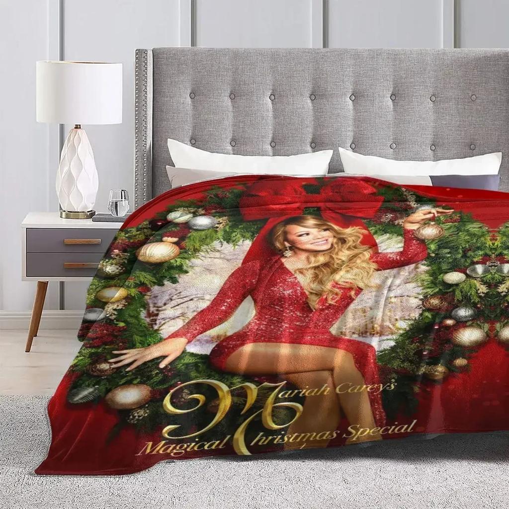 Mariah Carey Super Warme Decken Sänger Weihnachtsgeschenk Camping Bettwäsche Überwürfe Winter Druck Flanell Tagesdecke Sofa Bettbezug