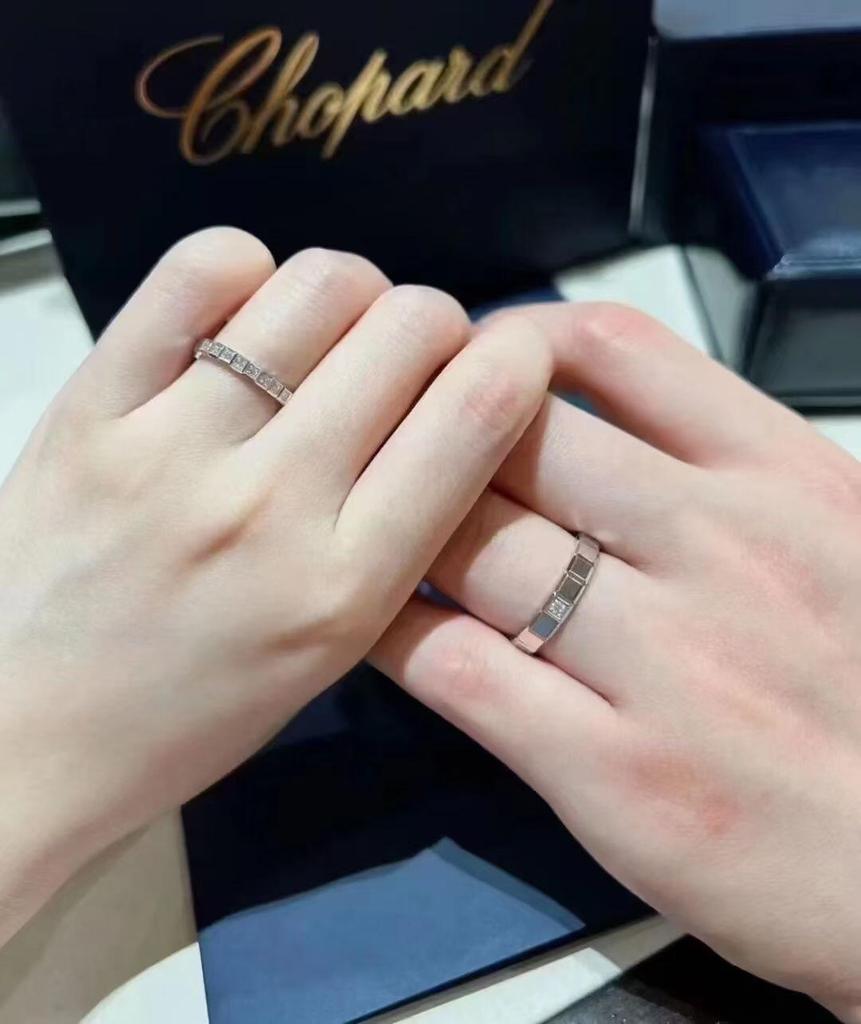 Sada pár prsteňov Xiao Family z rýdzeho striebra 925 s diamantovým ľadovým kockovým dizajnom