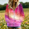 Damen Lässige Kapuzenjacke mit Aufdruck, Langarm, mit und Taschen, Lockere Passform