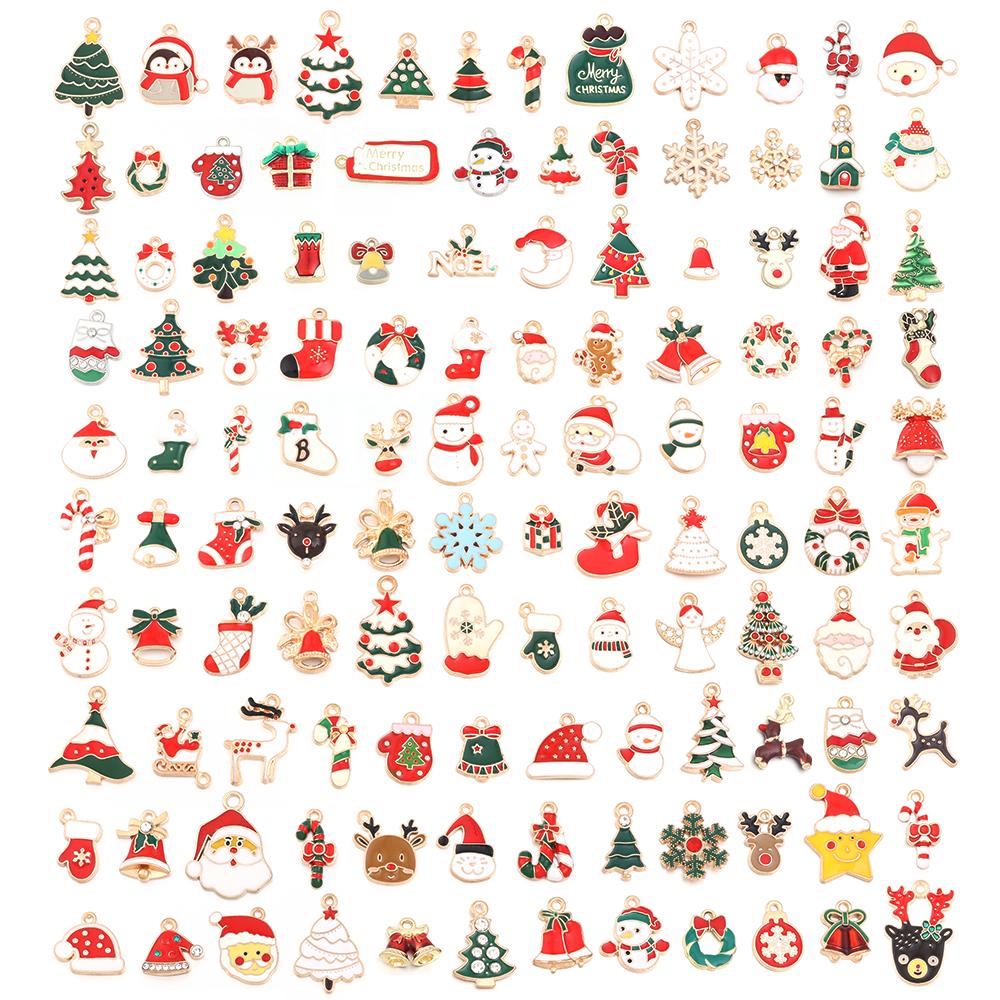 Alloy Christmas Pendant Mixcolor Dripping Oil Charm Pendants For DIY Jewelry Making Christmas Series Accessories