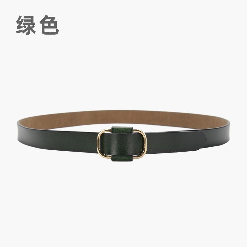Four Seasons Available New Needle Free Square Buckle Women'S Belt Casual Leather Belt Simple Retro Fashion Pure Leather Belt