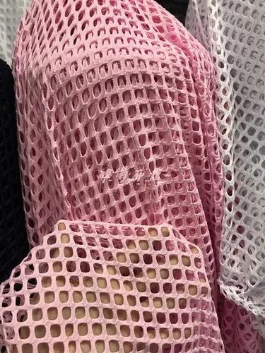 Tessuto a Rete Elastica Traforato Maglia Larga a Rombo Materiale Rete da Pesca per Costumi Fai-da-te Abiti Cucito Tessuto da Palco Sottile Morbido