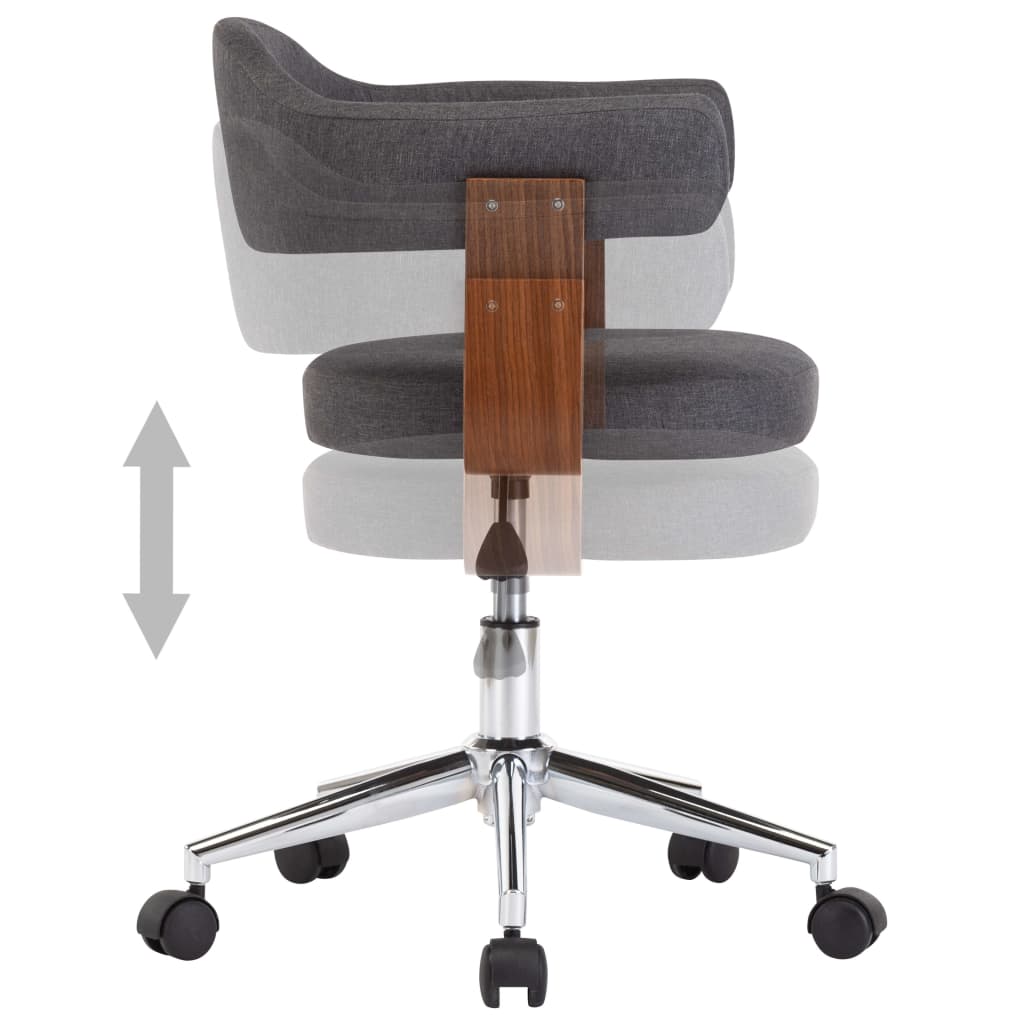 Swivel Office Chair Grey Bentwood and Fabric