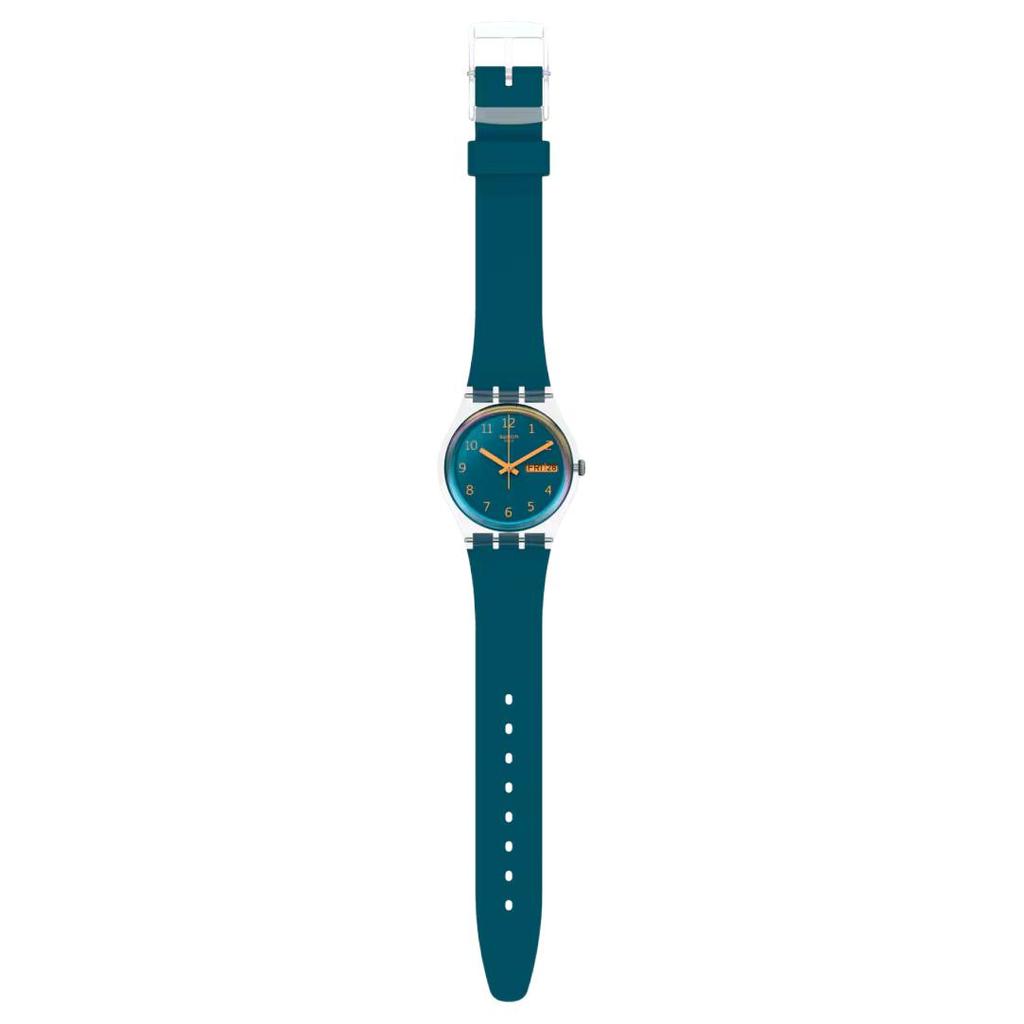 Swatch Essentials Series Quartz Movement 30M Water Resistant Watch 34Mm Blue Dial Bio-Based Material Case Bio-Based Material Strap SO28K700