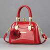 Textured bright leather European and American fashion handbag shoulder bag large capacity messenger bag shell bag dinner bag