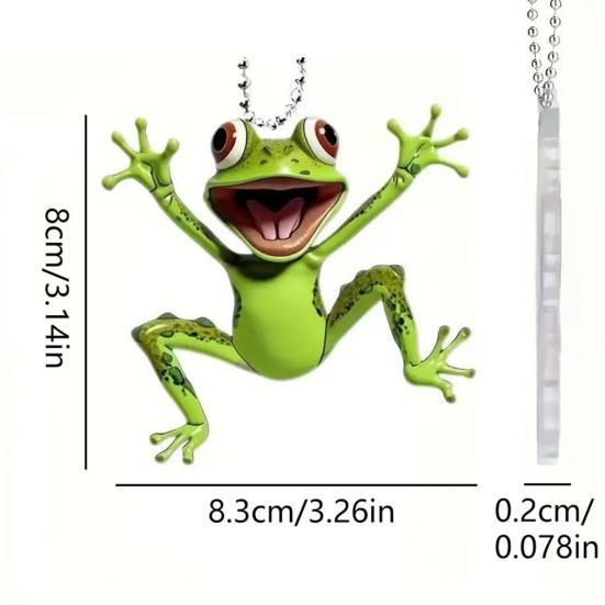 Yousheng 1/2/3/4/5Pcs 2D Acrylic Frog Hanging Decoration with Beaded Chain Car Rearview Mirror Hanging Ornament Charm Pendant Car Interior Accessory