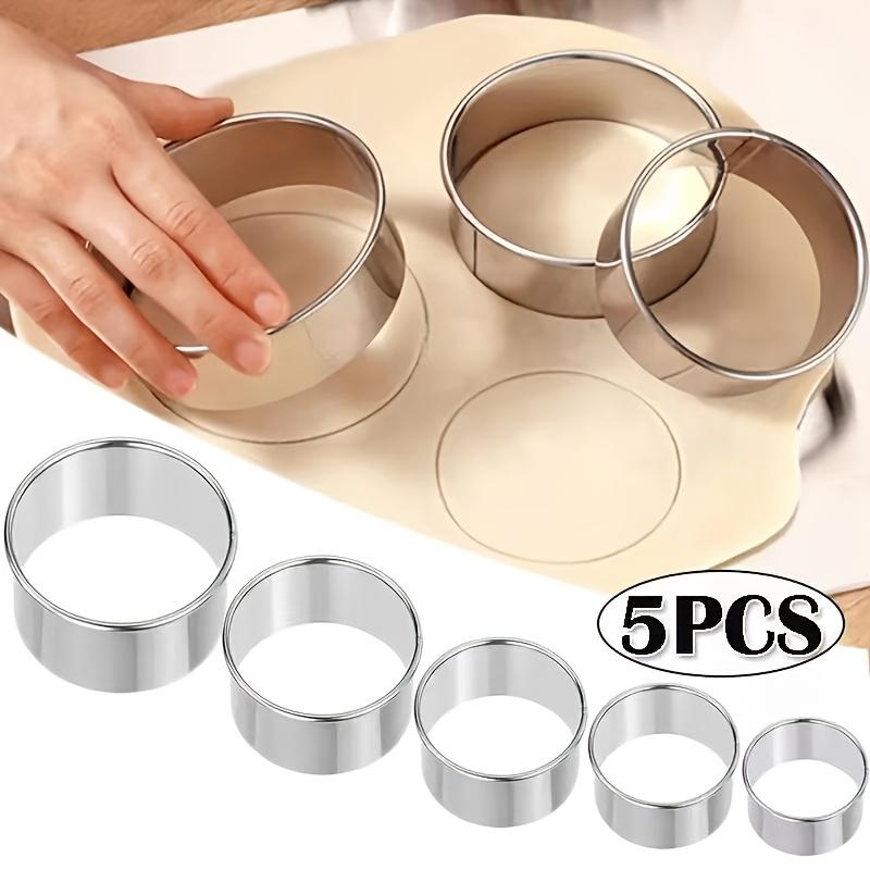 5pcs/Set Stainless Steel Dumpling Molds, Round DIY Wonton Skincutting Molds, Baking Biscuits Molds for Kitchen Use