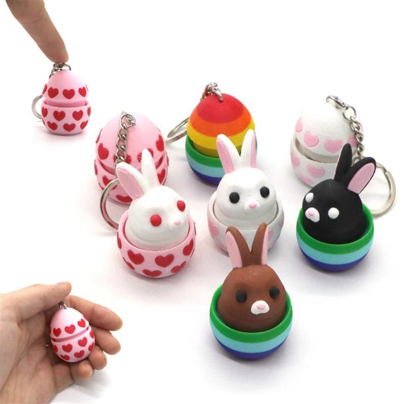 Cute Cartoon Easter Egg Button Decompression Key Pendant Creative Rabbit Model Toy Backpack Pendant Accessories Easter Gift