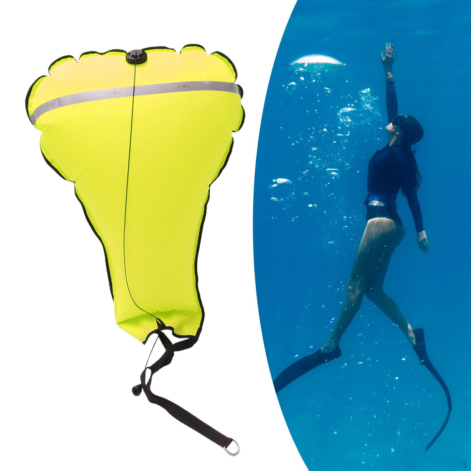 Diving Float Buoy Bag 140lb Dive Reflective Band with Valve High Visibility Salvage for Fluorescent Yellow
