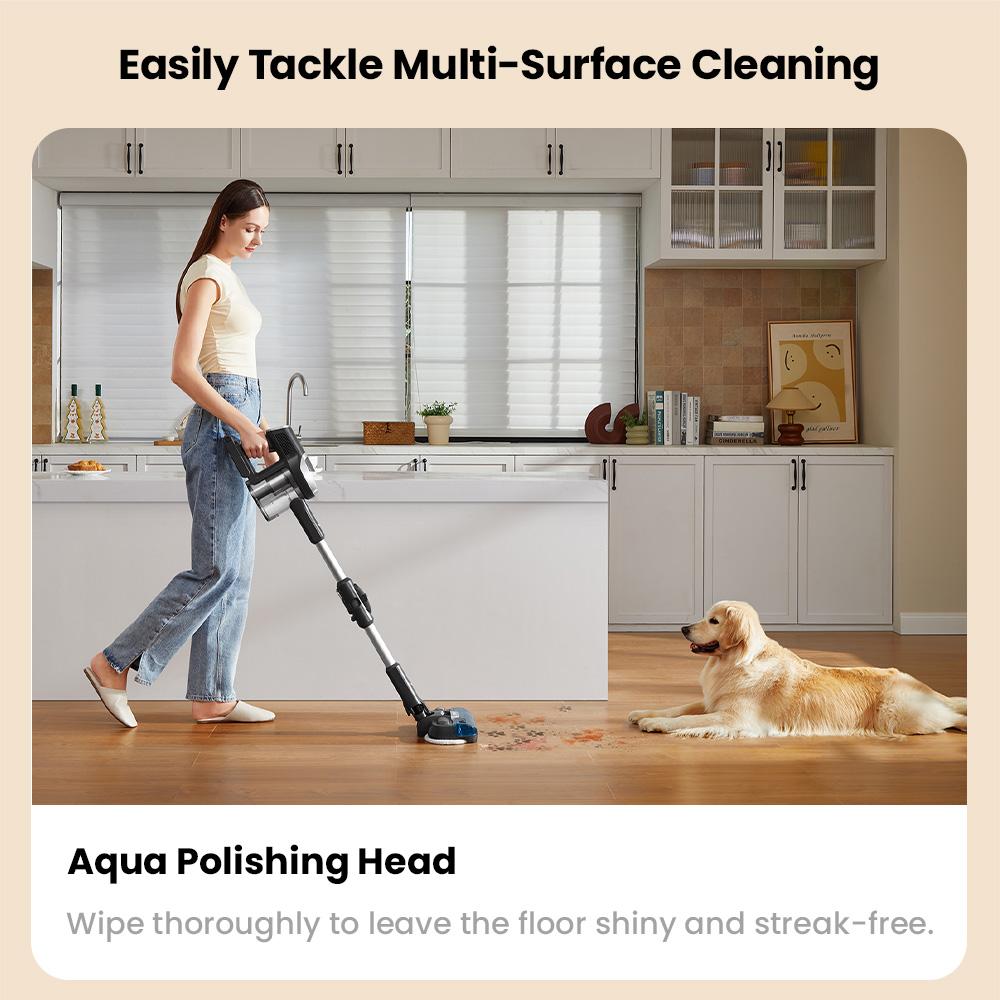 JIMMY JV9 Pro Aqua Cordless Vacuum - 160AW Suction 45Min Runtime HEPA Filter Wet Mopping 4 Modes LED Display