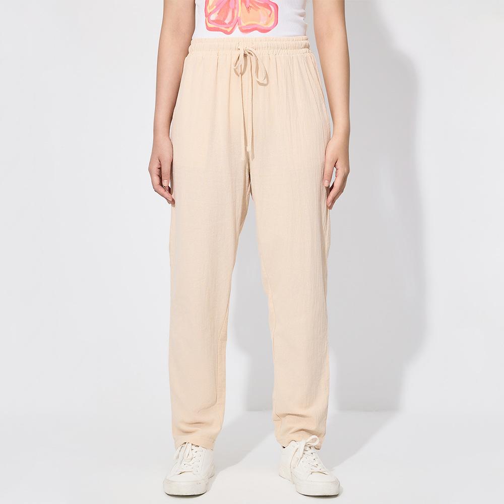 Women's Commuter Draped Solid Color Tie Pocket High Waist Wide Leg Casual Pants