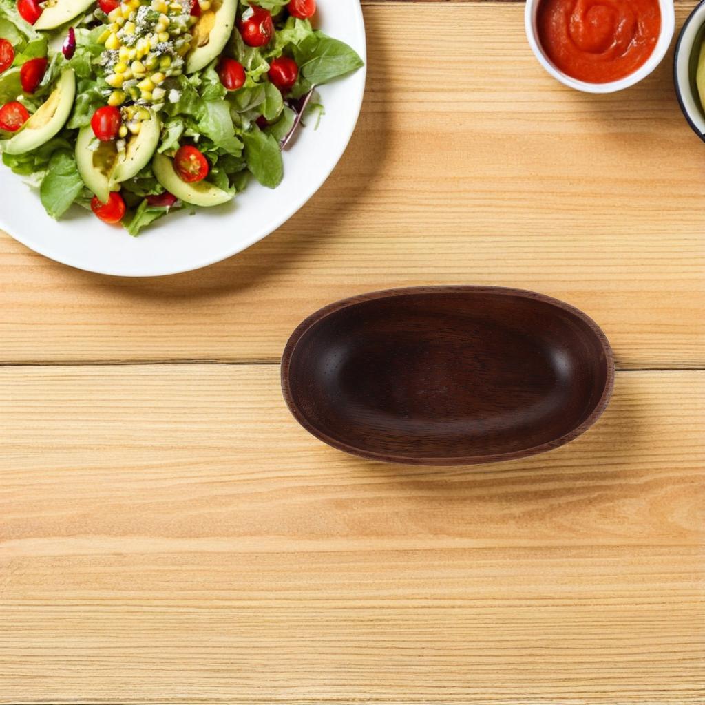 Wooden Boat Serving Plate Rustic Style Approx 5.8 X 3.3 X 1.7 Handmade Wood Fruit Bowl Salad Snack Tray Dessert Coffee Table
